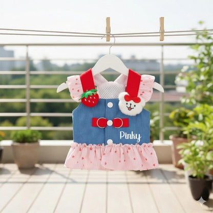 Personalized Name Denim Dress with Leash | inCloth14