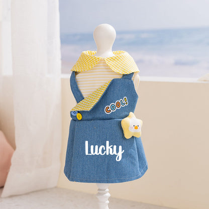 Personalized Name Pet Denim Overalls Dress  | inCloth59